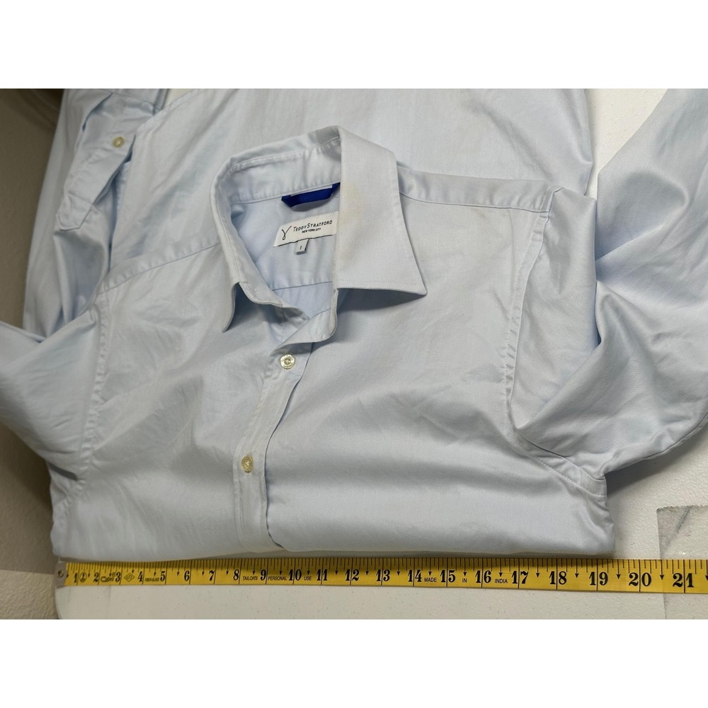 Teddy Stratford Shirt Mens 1 Small Blue Dress Zip Placket Long Sleeve Button‎ Up - Picture 14 of 15
